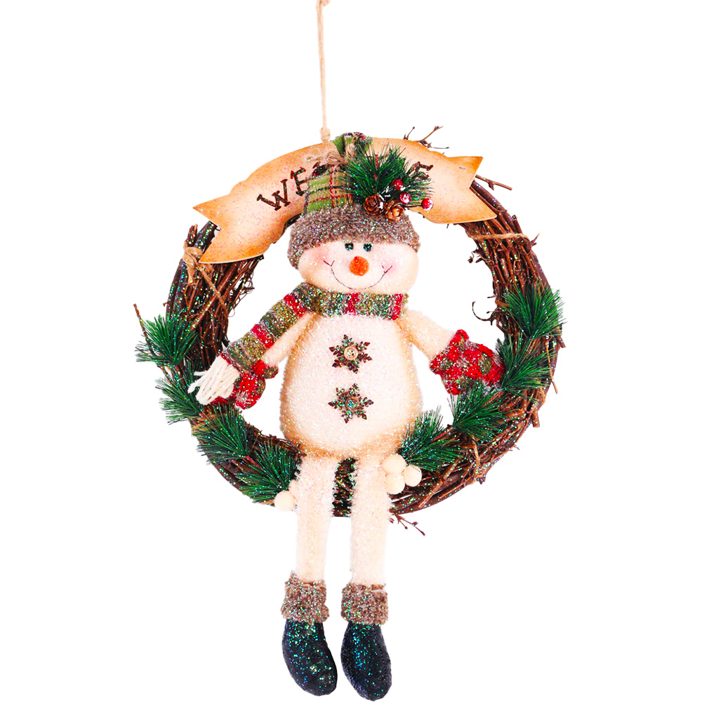 Image Wreath Snowman - Glitter Collection - Green Hat